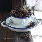 Smaltovaný kastrůlek - miska se světle modrou