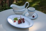 Sada starého porcelánu - 2 omáčníky a tácek