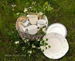 Velký porcelánový talíř - tác s modrými kvítky