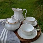 Porcelánová sada - mléčenka, cukřenka a dva šálky Pirken Hammer