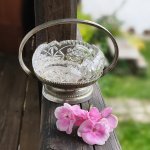 Alpakový košík se skleněnou miskou