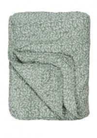Bavlněný prošívaný přehoz - quilt - zelinkavý s lístky