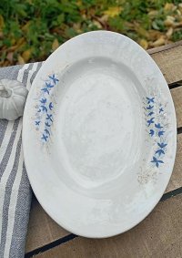 Porcelánová sada modré kvítky - oválný tác