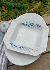 Porcelánová sada modré kvítky - mísa hranatá