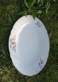 Tác porcelánový s modrými kvítky