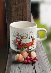 Hrnek porcelánový - vánoční retro